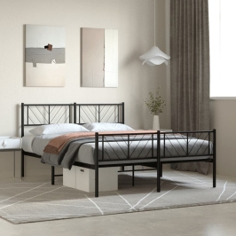 Estructura cama sin colchón con estribo metal negro 140x190 cm