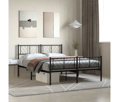 Estructura cama sin colchón con estribo metal negro 140x190 cm