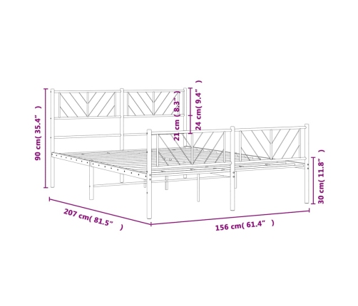 Estructura cama sin colchón con estribo metal negro 150x200 cm