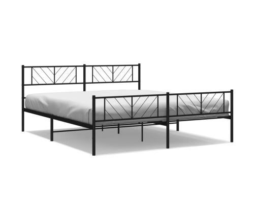 Estructura cama sin colchón con estribo metal negro 200x200 cm