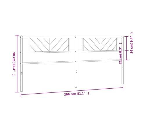 Cabecero de metal negro 200 cm