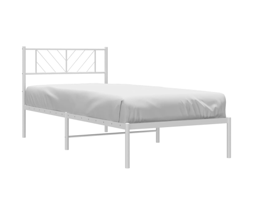 Estructura cama sin colchón con cabecero metal blanco 75x190 cm