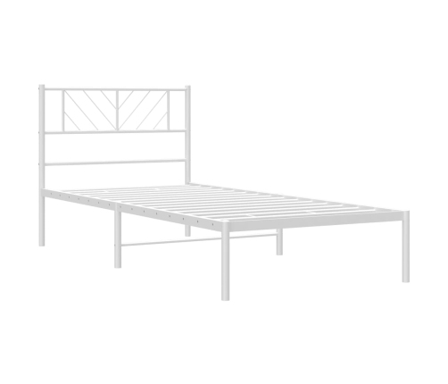 Estructura cama sin colchón con cabecero metal blanco 75x190 cm