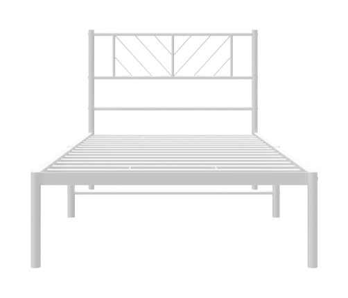 Estructura cama sin colchón con cabecero metal blanco 75x190 cm