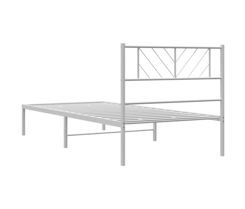 Estructura cama sin colchón con cabecero metal blanco 75x190 cm