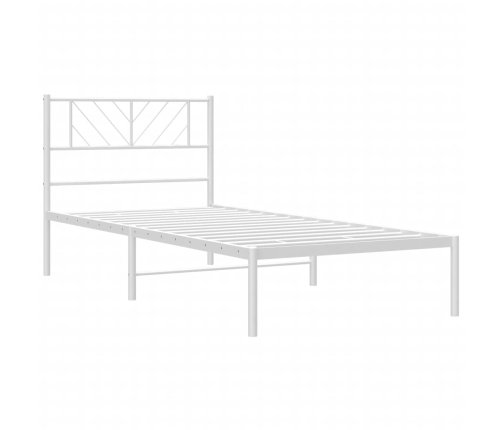 Estructura cama sin colchón con cabecero metal blanco 107x203cm