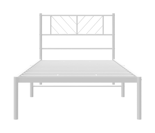 Estructura cama sin colchón con cabecero metal blanco 107x203cm