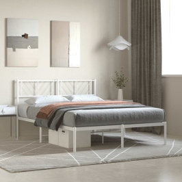 Estructura cama sin colchón con cabecero metal blanco 120x190cm