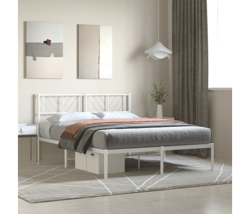 Estructura cama sin colchón con cabecero metal blanco 120x190cm