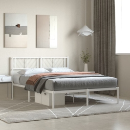 Estructura cama sin colchón con cabecero metal blanco 120x200cm