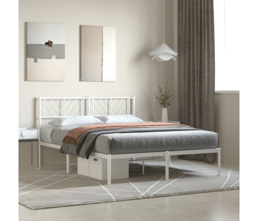 Estructura cama sin colchón con cabecero metal blanco 120x200cm