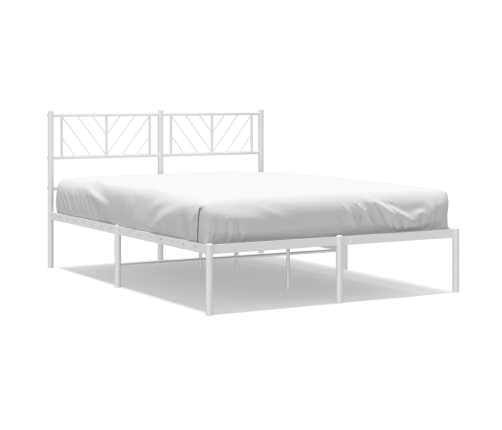 Estructura cama sin colchón con cabecero metal blanco 135x190cm