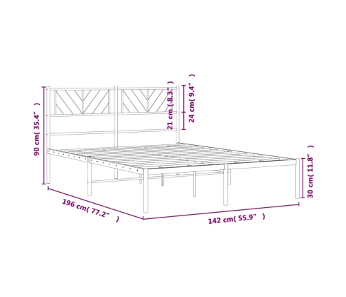 Estructura cama sin colchón con cabecero metal blanco 135x190cm