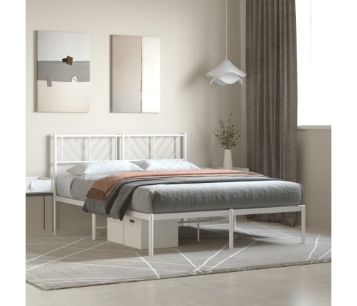 Estructura cama sin colchón con cabecero metal blanco 135x190cm