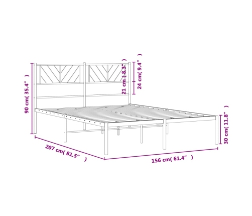 Estructura cama sin colchón con cabecero metal blanco 150x200cm