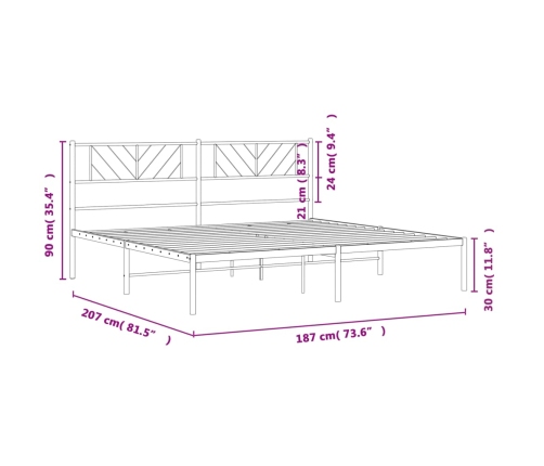 Estructura cama sin colchón con cabecero metal blanco 180x200cm