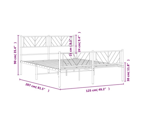 Estructura cama sin colchón con estribo metal blanco 120x200 cm