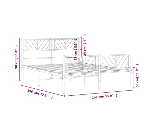 Estructura cama sin colchón con estribo metal blanco 135x190 cm