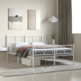 Estructura cama sin colchón con estribo metal blanco 140x200 cm