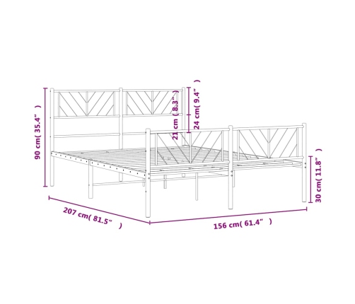 Estructura cama sin colchón con estribo metal blanco 150x200 cm