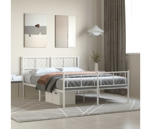 Estructura cama sin colchón con estribo metal blanco 150x200 cm