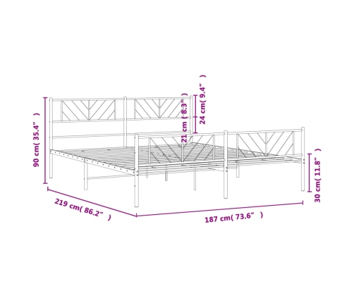 Estructura cama sin colchón con estribo metal blanco 183x213 cm