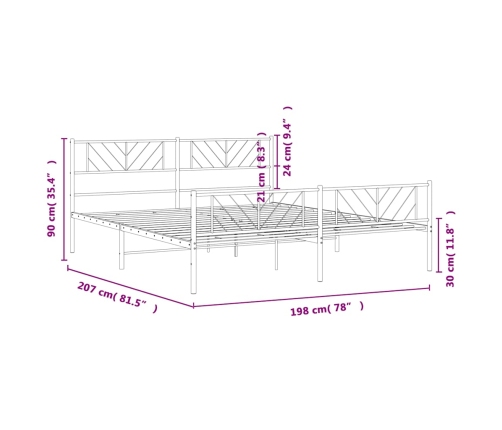 Estructura cama sin colchón con estribo metal blanco 193x203 cm