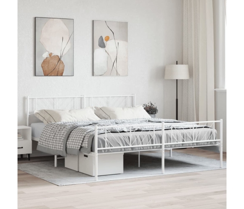 Estructura cama sin colchón con estribo metal blanco 200x200 cm