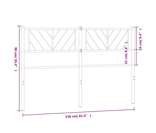 Cabecero de metal blanco 150 cm