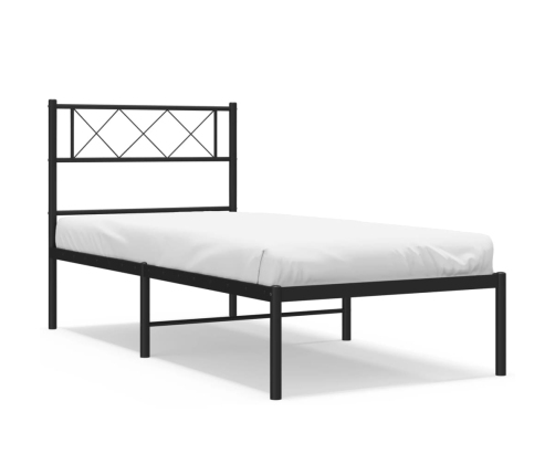 Estructura cama sin colchón con cabecero metal negro 75x190 cm