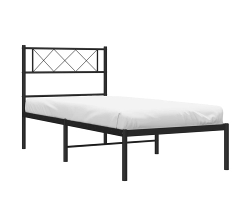 Estructura cama sin colchón con cabecero metal negro 75x190 cm