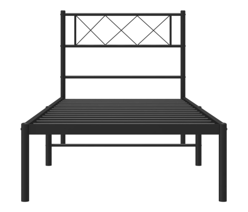 Estructura cama sin colchón con cabecero metal negro 75x190 cm