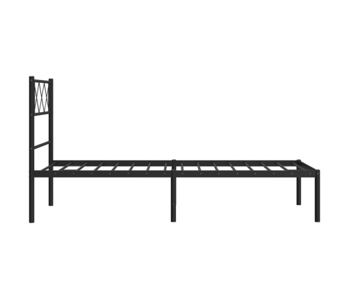 Estructura cama sin colchón con cabecero metal negro 75x190 cm