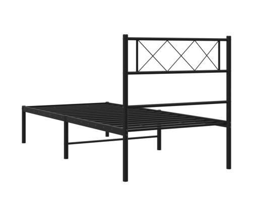 Estructura cama sin colchón con cabecero metal negro 75x190 cm