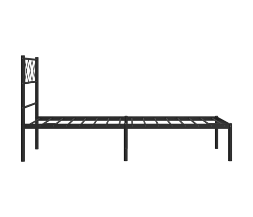 Estructura cama sin colchón con cabecero metal negro 90x190 cm