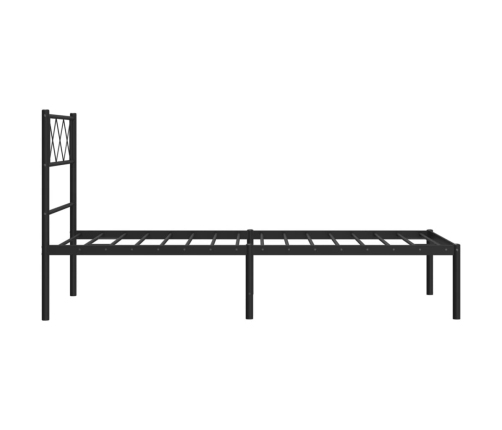 Estructura cama sin colchón con cabecero metal negro 100x190 cm