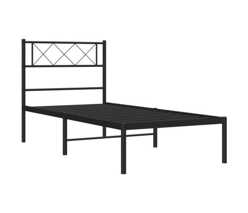 Estructura cama sin colchón con cabecero metal negro 100x200 cm