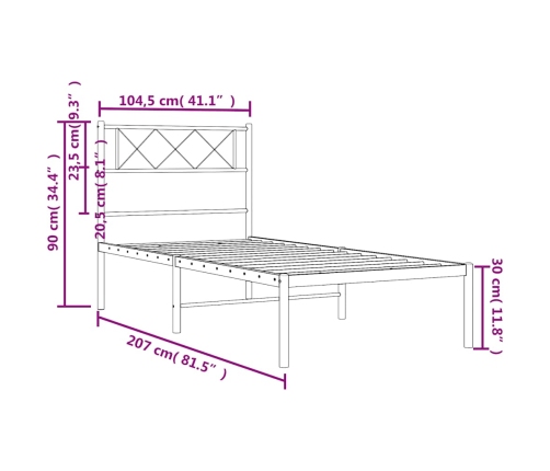 Estructura cama sin colchón con cabecero metal negro 100x200 cm