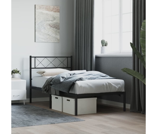 Estructura cama sin colchón con cabecero metal negro 100x200 cm