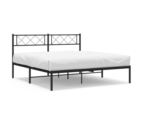 Estructura cama sin colchón con cabecero metal negro 135x190 cm