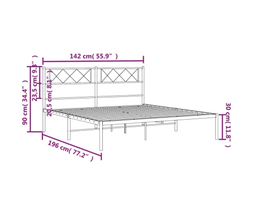 Estructura cama sin colchón con cabecero metal negro 135x190 cm