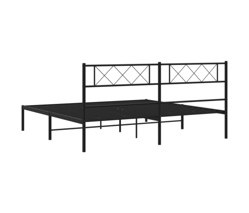 Estructura cama sin colchón con cabecero metal negro 183x213 cm