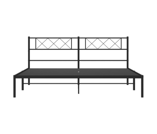 Estructura cama sin colchón con cabecero metal negro 200x200 cm