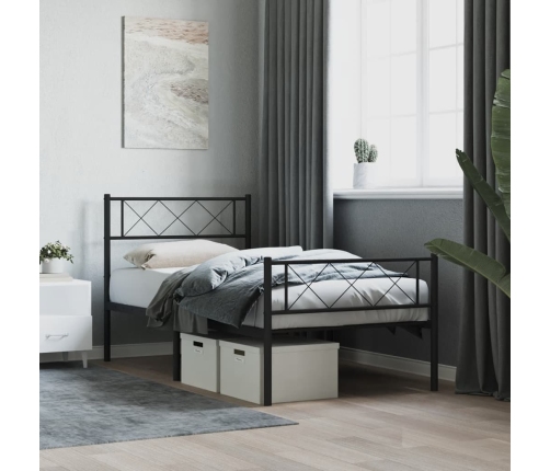 Estructura cama sin colchón con estribo metal negro 90x190 cm