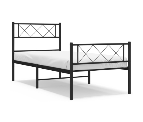 Estructura cama sin colchón con estribo metal negro 100x190 cm