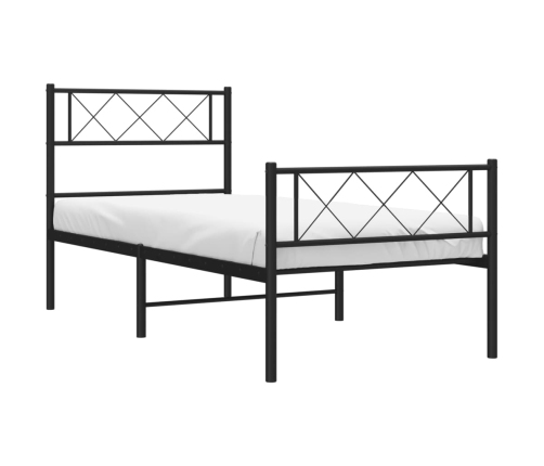 Estructura cama sin colchón con estribo metal negro 100x190 cm