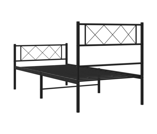 Estructura cama sin colchón con estribo metal negro 100x190 cm