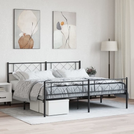 Estructura cama sin colchón con estribo metal negro 183x213 cm