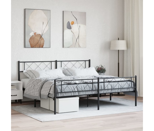 Estructura cama sin colchón con estribo metal negro 183x213 cm