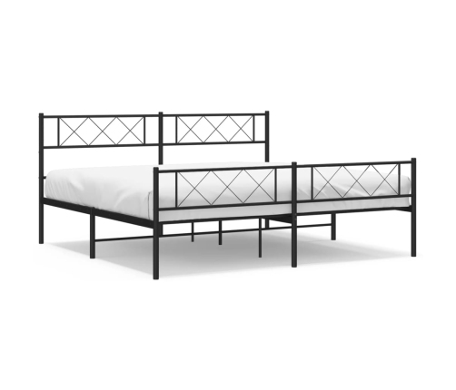 Estructura cama sin colchón con estribo metal negro 200x200 cm